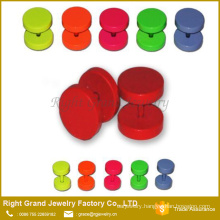 Customized Fashion Neon Color Anodized Fake Plug Surgical Steel Earrings